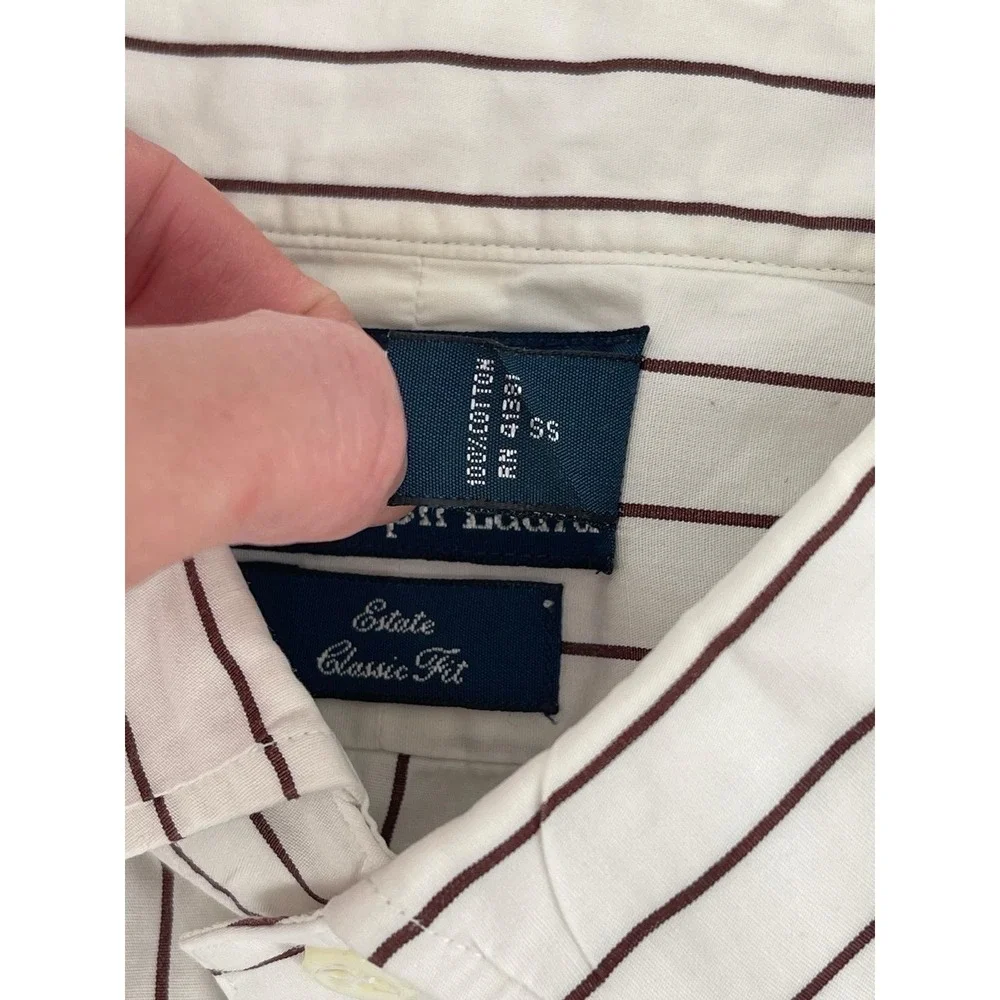 Polo Ralph Lauren Classic Fit Shirt Mens XL 17.5 White Striped Button Down‎